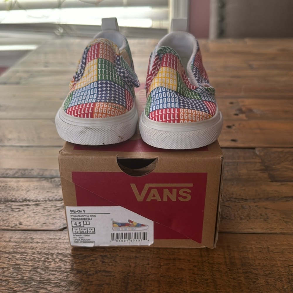 Unisex, gay pride, vans size 4 1/2 slip on